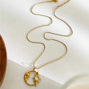 Gold Moon & Sun necklace M666